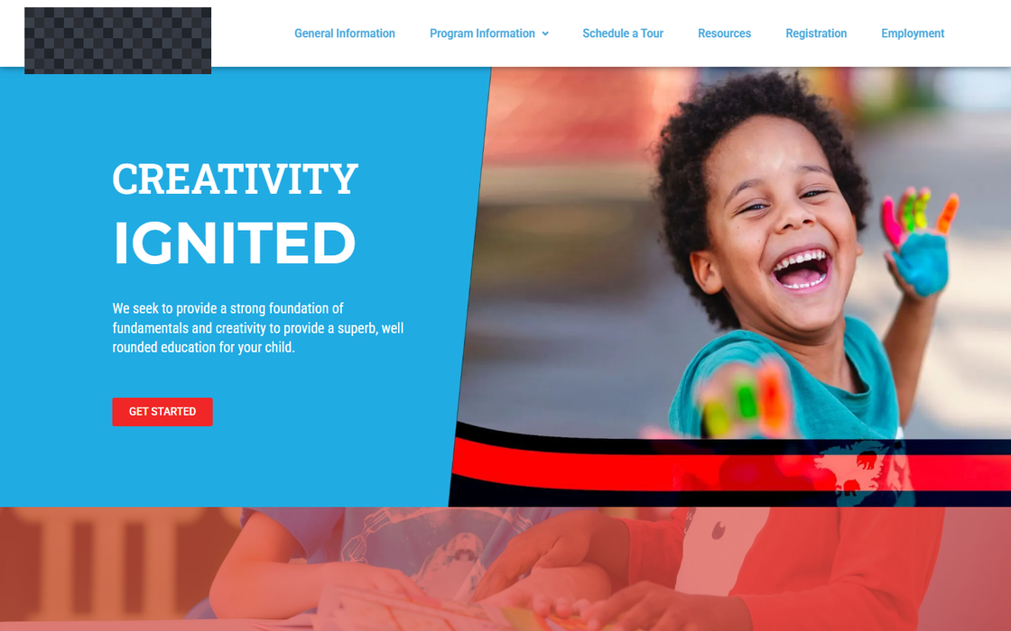 Early childhood education website screenshot - client identity redacted