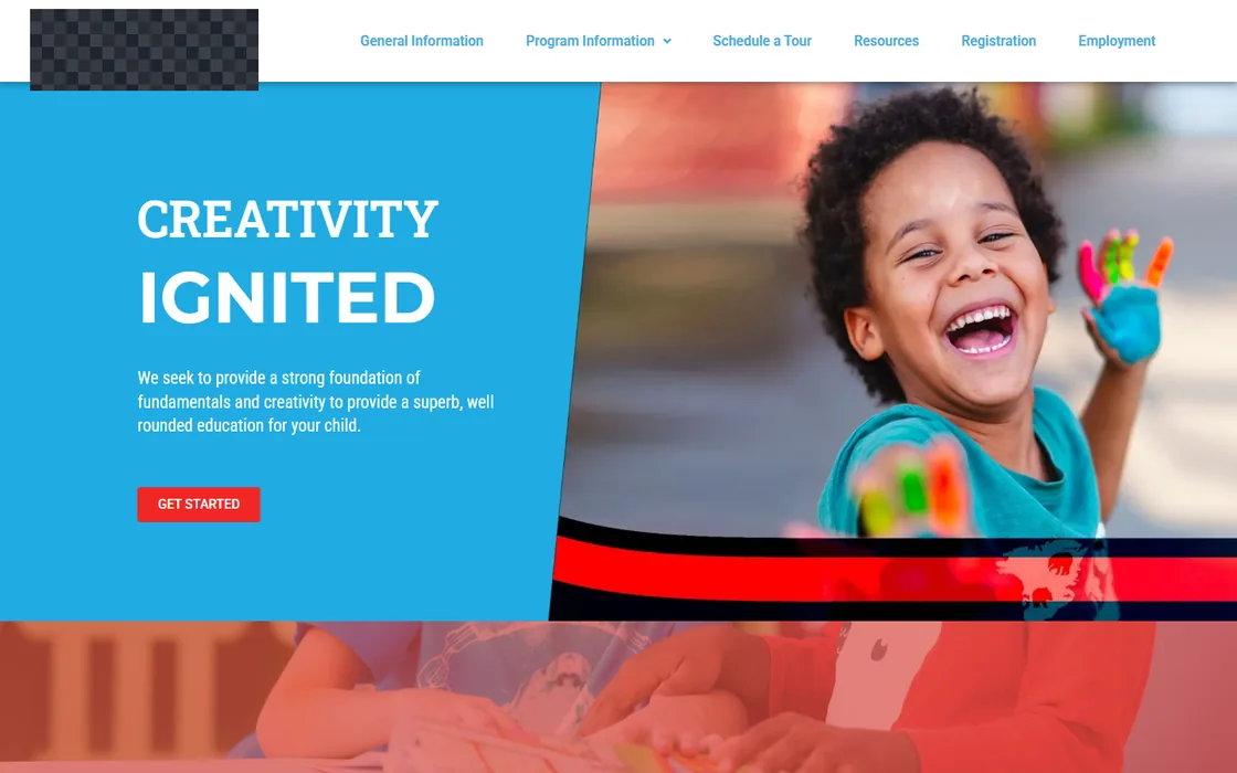 Early childhood education website screenshot - client identity redacted