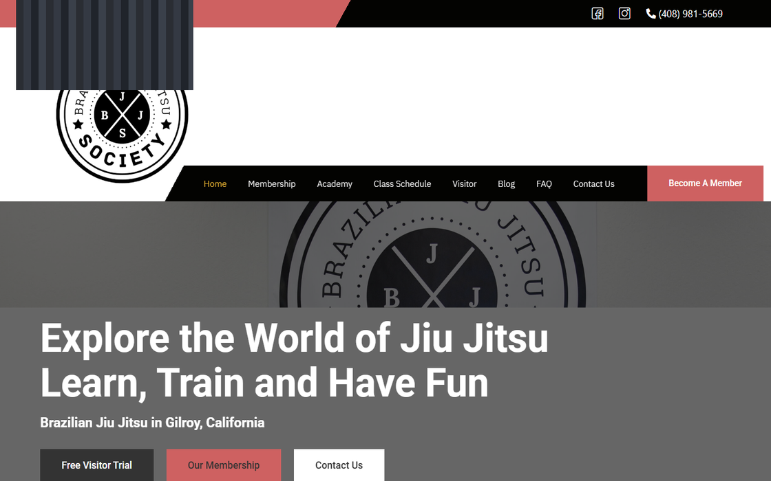 Martial arts community website screenshot - client identity redacted